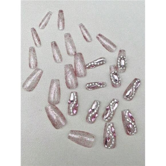 24pcs Y2K Aesthetic Sparkling Full Ballet Nails - Picture 4 of 8